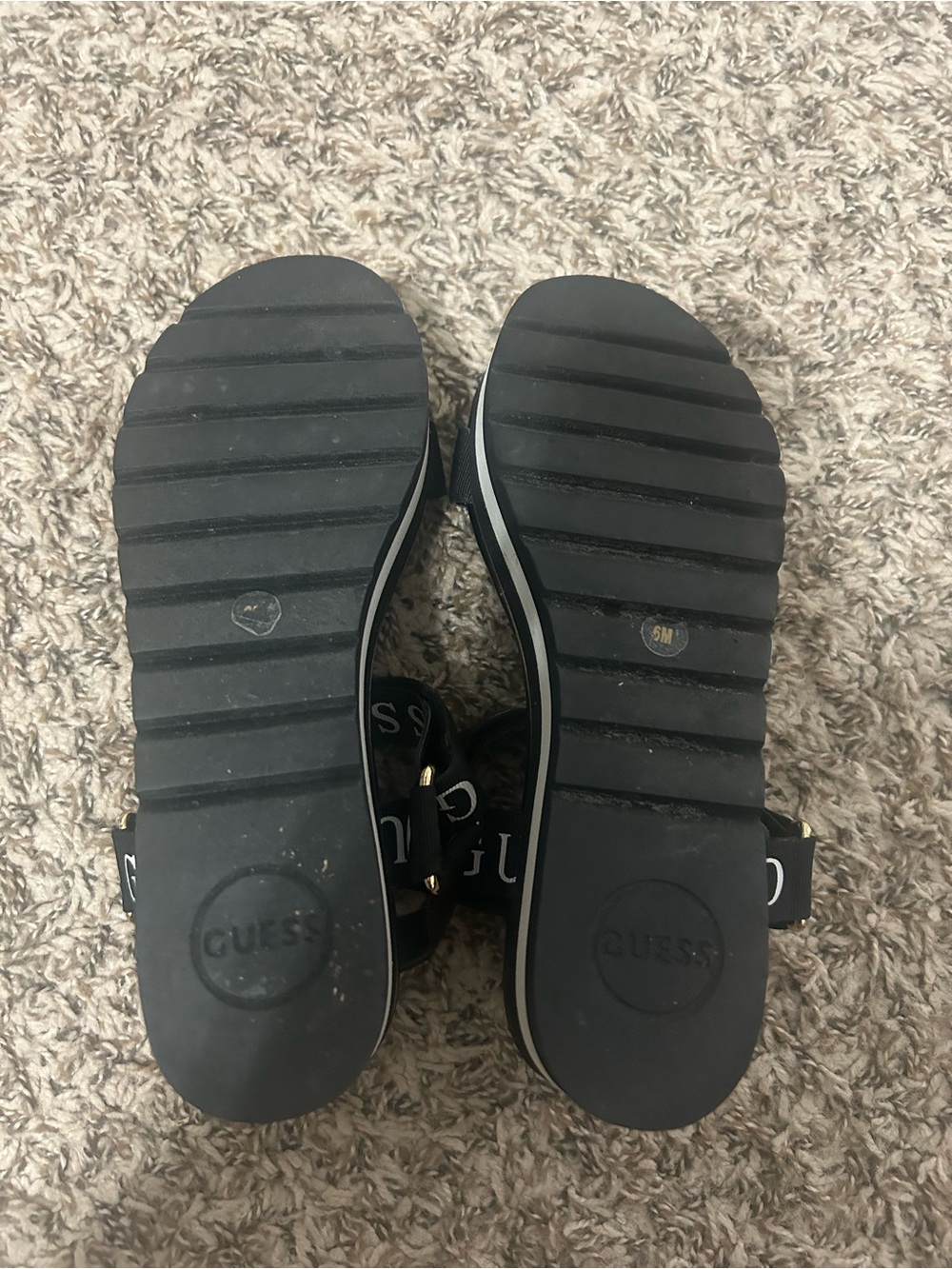 GUESS Black Logo Strap Platform Sandals - Picture 10 of 10